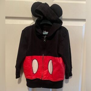 Disney Mickey Mouse hoodie with ears, size 2T with precious tail on back!